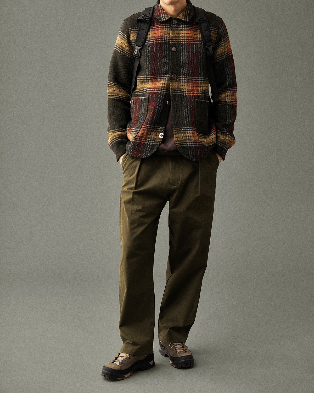 AKJAKOB COTTON PLEAT PANTS - Forest night