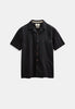 AKLEO S/S COT/LINEN SHIRT - Caviar